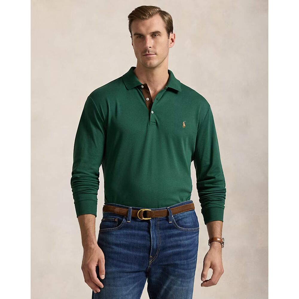 Polo Ralph Lauren Men's Long Sleeve Polo Shirt - Dark Green L
